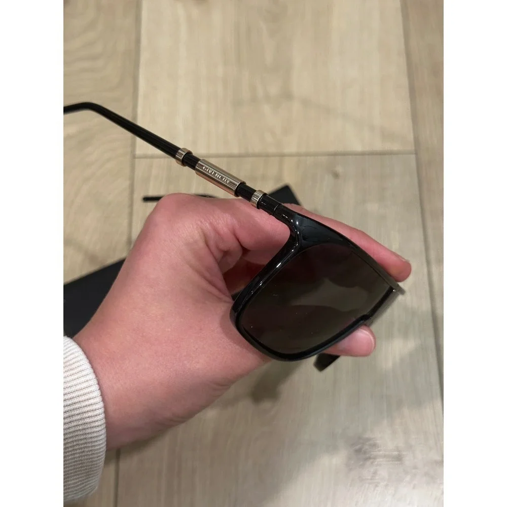 Givenchy SGV772 Sunglasses Black Gold Shield Oversized Unisex Made in Italy
